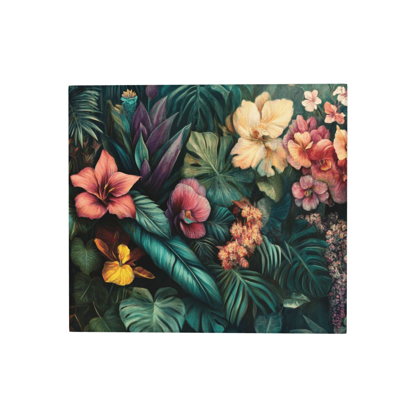 Tropical Floral Kitchen Drying Mat | 16"x18" Absorbent Counter Mat | Anti-Slip Microfiber Dish Mat | Machine Washable, Botanical Print