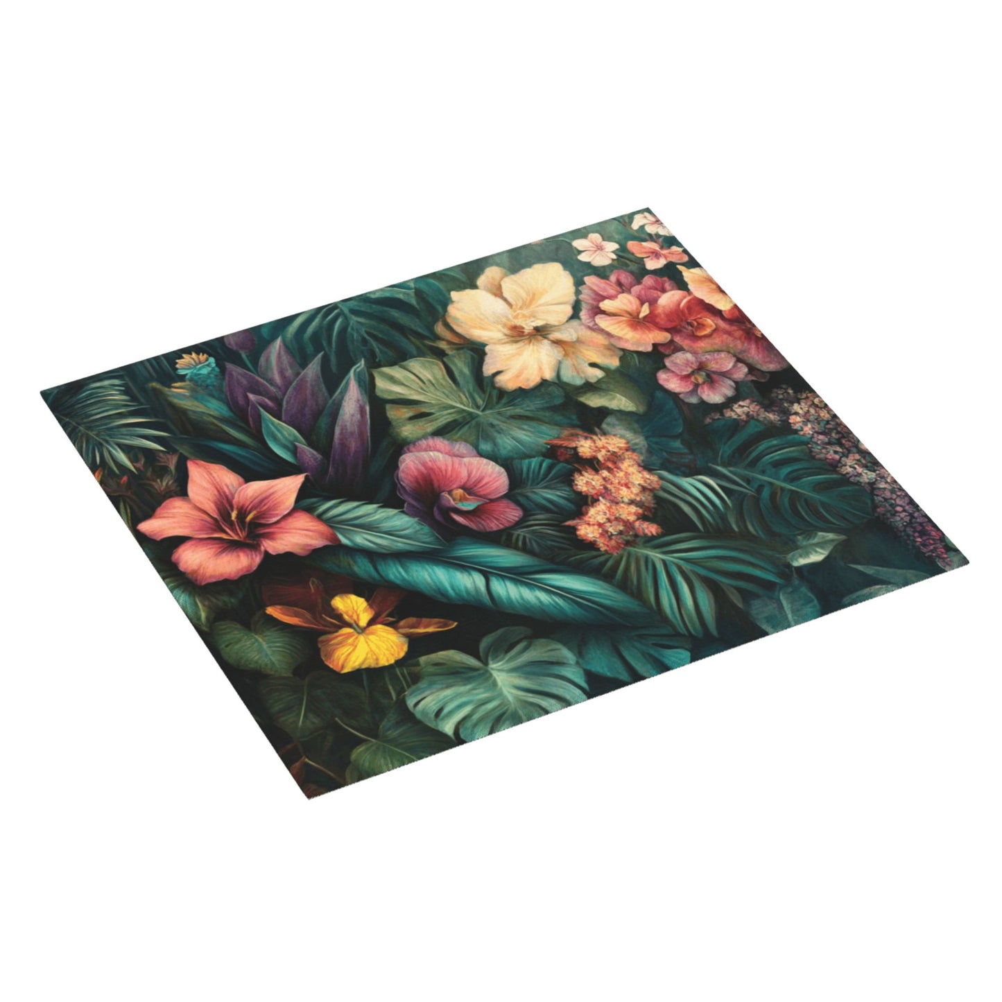 Tropical Floral Kitchen Drying Mat | 16"x18" Absorbent Counter Mat | Anti-Slip Microfiber Dish Mat | Machine Washable, Botanical Print