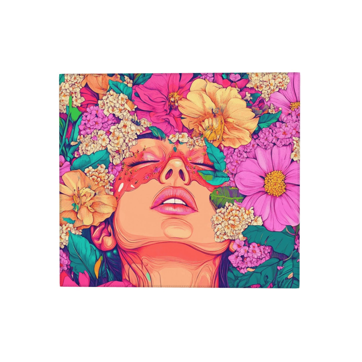 Art Woman Floral Drying Mat for Kitchen Counter | 16"x18" Absorbent & Non-Slip Dish Drying Pad | Machine Washable Microfiber Sink Mat with Artistic Print