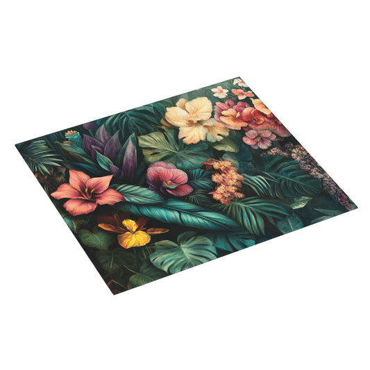 Tropical Floral Kitchen Drying Mat | 16"x18" Absorbent Counter Mat | Anti-Slip Microfiber Dish Mat | Machine Washable, Botanical Print
