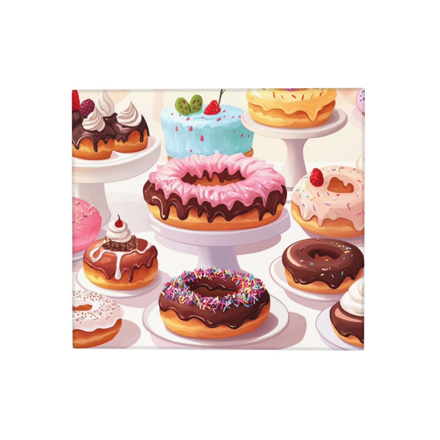 Sweet Donuts Kitchen Drying Mat｜Colorful Dessert Illustration Absorbent Dish Mat｜16×18 Inch Non-Slip Microfiber Counter Mat