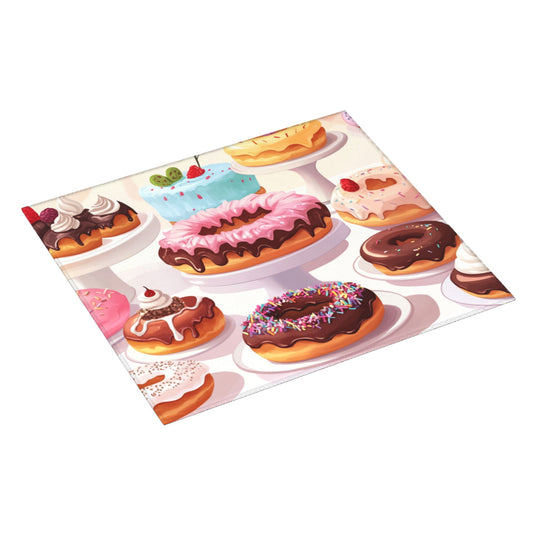 Sweet Donuts Kitchen Drying Mat｜Colorful Dessert Illustration Absorbent Dish Mat｜16×18 Inch Non-Slip Microfiber Counter Mat